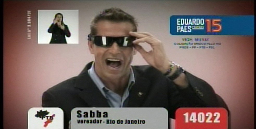 Sabbá durante o programa eleitoral de 2008 — Foto: Reprodução