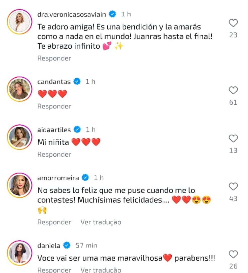 Carol Dantas comentou post de Joana Sanz sobre gravidez — Foto: Reprodução Instagram