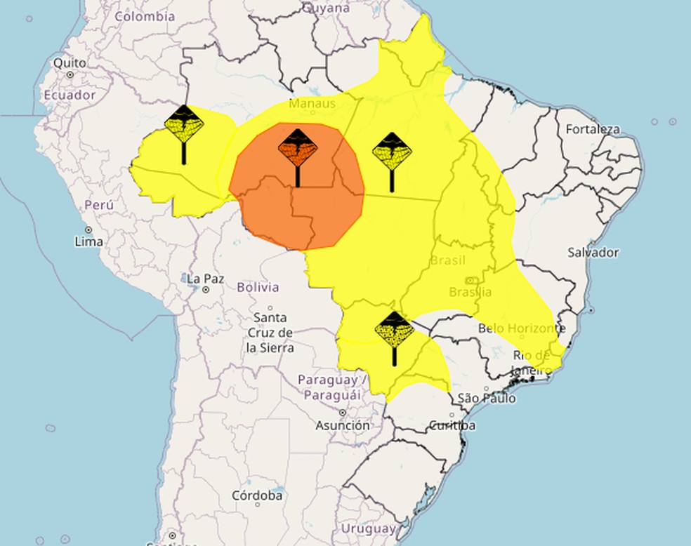 Inmet alerta para chuvas intensas nesta quarta-feira — Foto: Reprodução