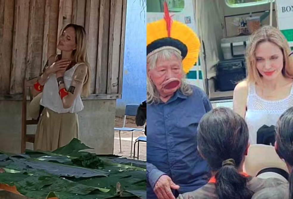 Angelina Jolie visita aldeia indígena no Brasil — Foto: Reprodução/Instagram