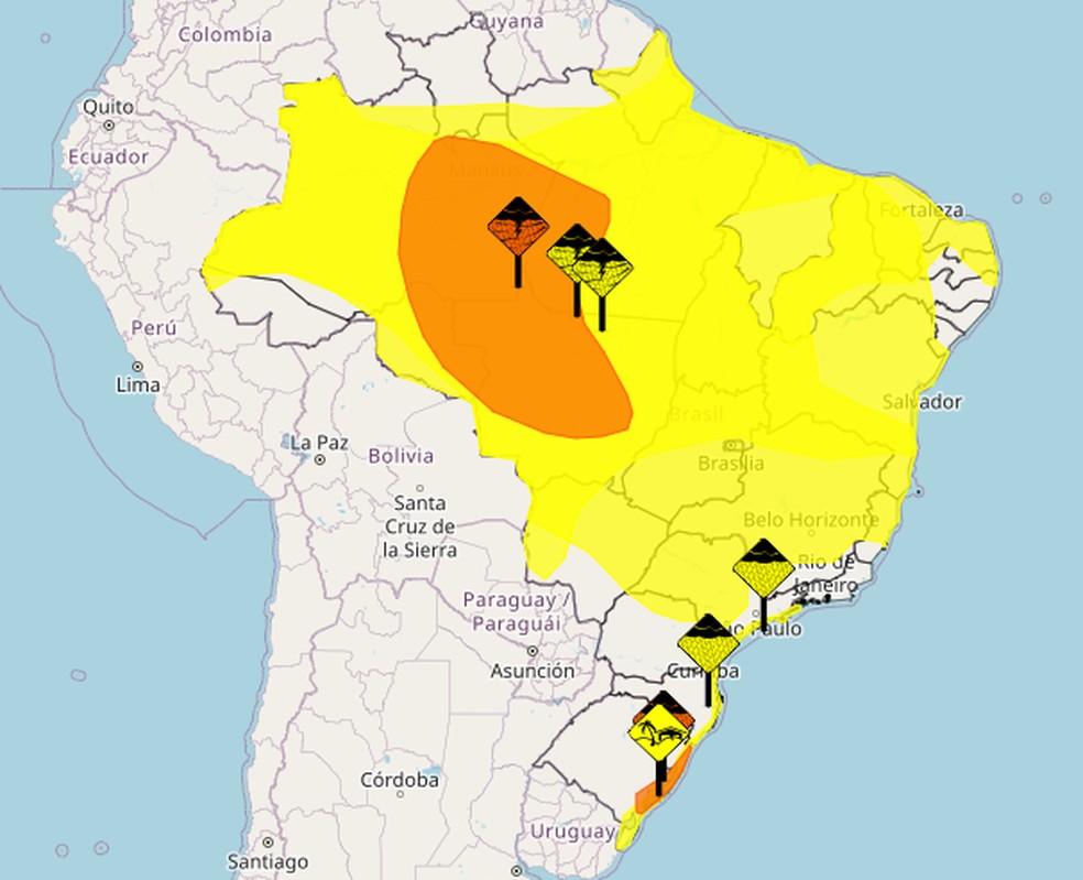 Inmet alerta para chuvas intensas nesta sexta-feira — Foto: Reprodução/Inmet
