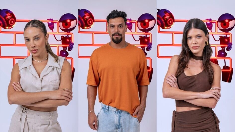 Enquete 'BBB 25': Renata, Vinícius e Vitória Strada estão no paredão. Quem vai sair?