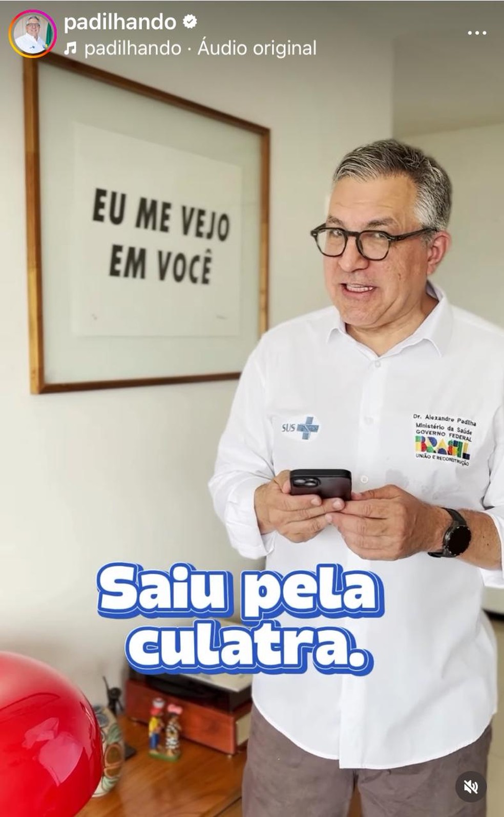 Padilha publica vídeo em sua rede social criticando postagem de Jojo Todynho — Foto: Reprodução