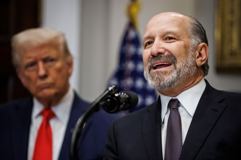 Donald Trump e Howard Lutnick — Foto: Samuel Corum/Sipa/Bloomberg