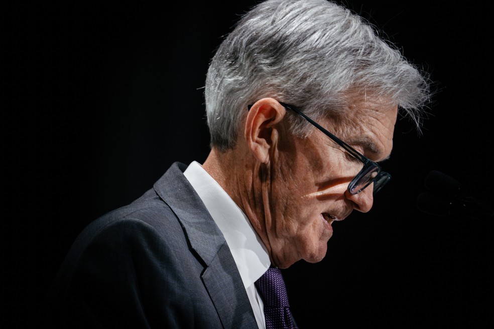 O presidente do Federal Reserve, Jerome Powell, foi novamente alvo de ataques de Donald Trump — Foto: Bloomberg
