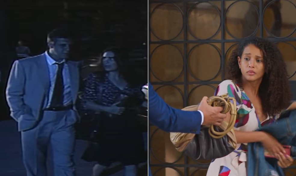 Raquel e Ivan se conhecem na versão original e no remake de 'Vale tudo' — Foto: Reprodução