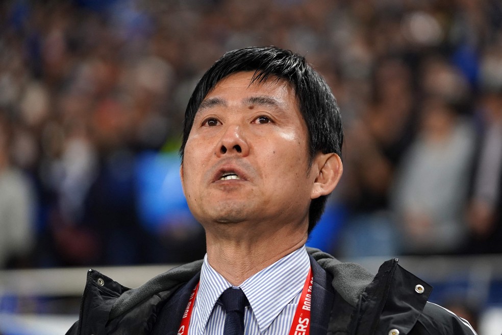 O técnico Hajime Moriyasu — Foto: Kazuhiro NOGI / AFP