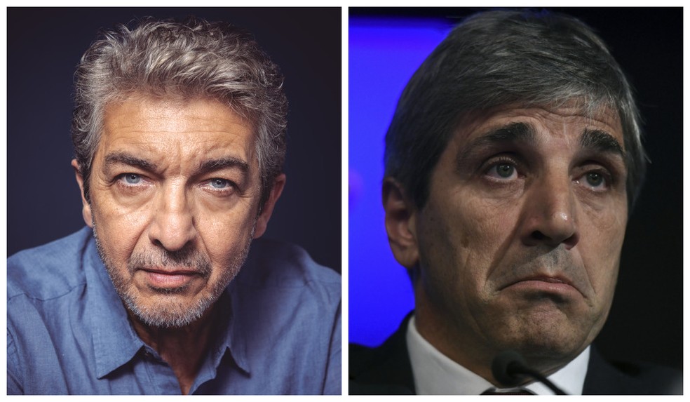 Ricardo Darín e Luís Caputo: bate-boca sobre preço de empanadas — Foto: Divulgação/Netflix e Eitan Abromovich/AFP