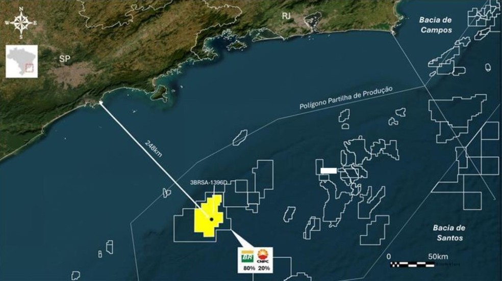 Petrobras faz nova descoberta no bloco de Aram, no pré-sal da Bacia de Santos — Foto: Divulgação