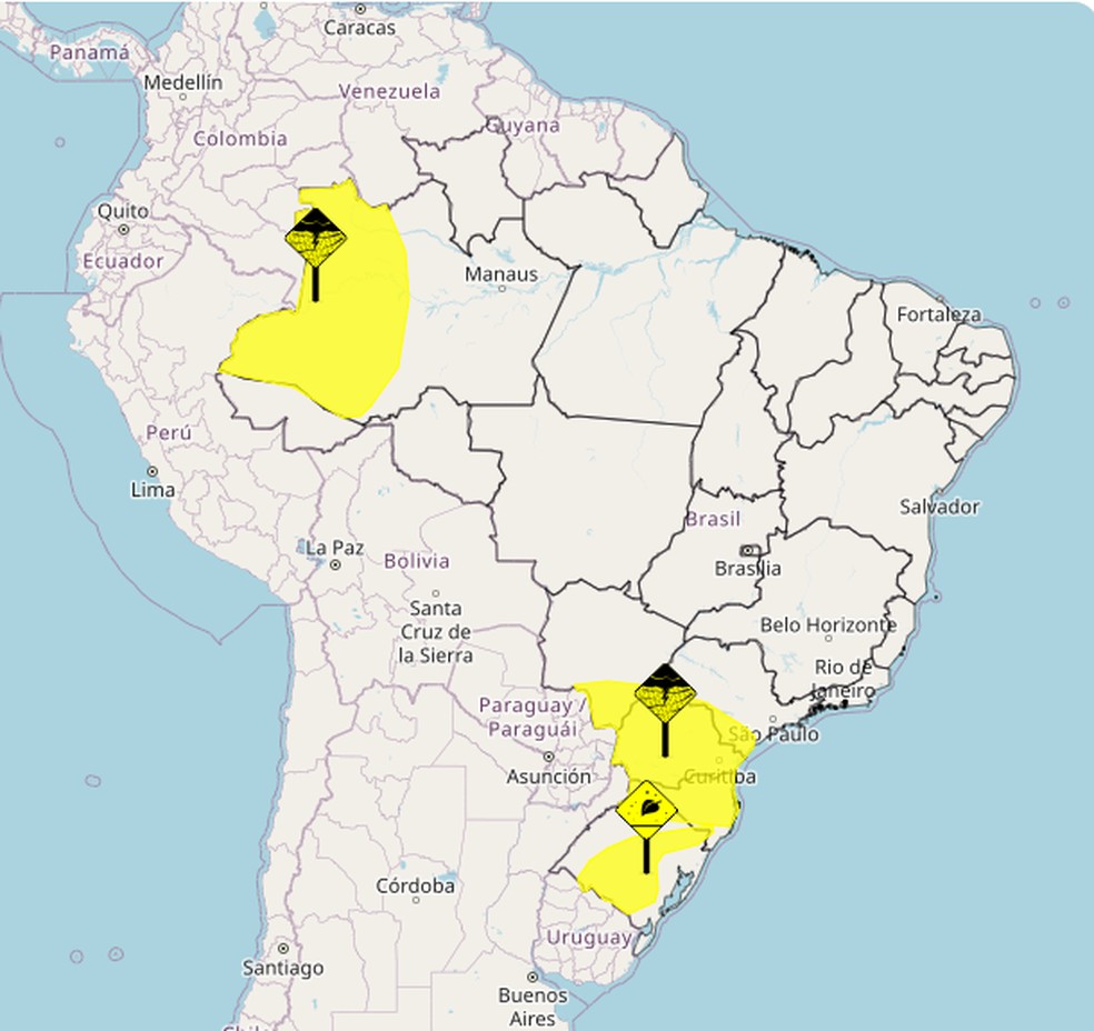 Alertas do Inmet para este sábado — Foto: Inmet