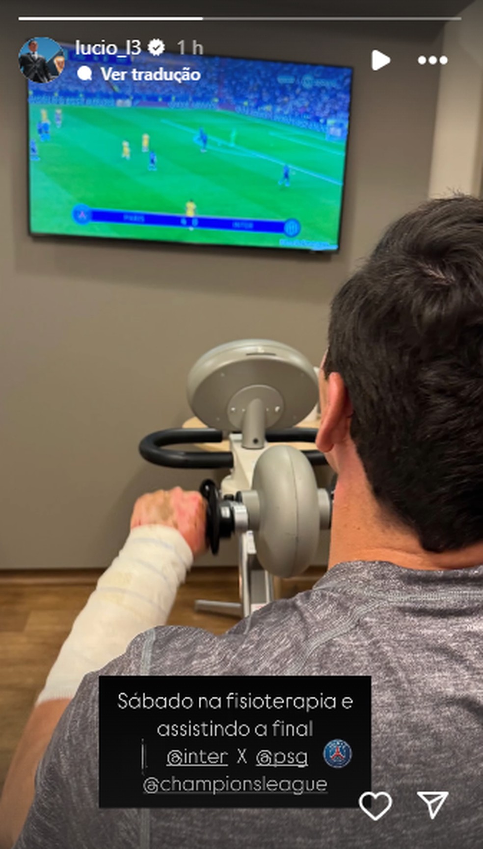 Lúcio em recuperação — Foto: Reprodução/Instagram
