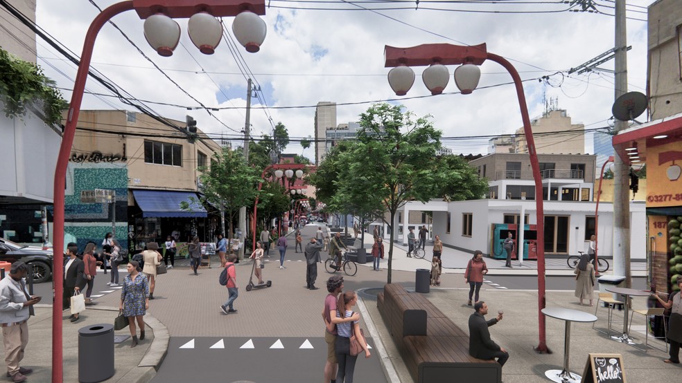 Perspectiva do cruzamento da Américo de Campos com a Galvão Bueno — Foto: SP Urbanismo/Divulgação