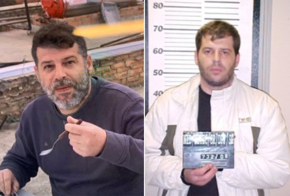 Emílio Carlos Gongorra Castilho em foto de arquivo pessoal e ao ser preso — Foto: Reprodução