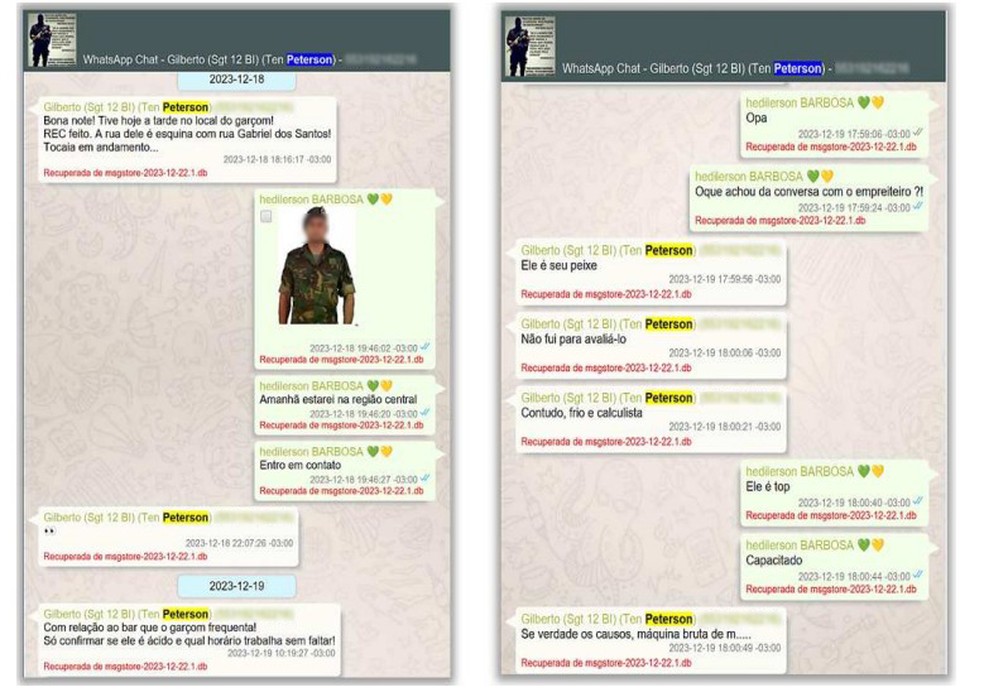 Mensagens trocadas entre os alvos da Operação Sisamnes — Foto: Reprodução/ Polícia Federal
