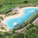 Em formato de óculos, projeção de como será piscina — Foto: Divulgação/BSC