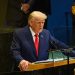 O presidente dos Estados Unidos, Donald Trump, discursa na Assembleia Geral da ONU em Nova York — Foto: Alexi J. Rosenfeld/GETTY IMAGES NORTH AMERICA/Getty Images via AFP