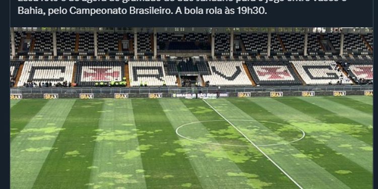 Manchas no gramado de São Januário rendem memes — Foto: Reprodução
