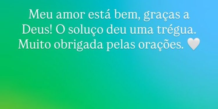 Michelle avisa que crise de soluços de Bolsonaro "deu trégua" em post nos stories do Instagram — Foto: Reprodução/Redes sociais