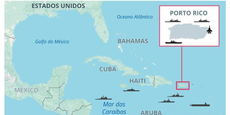Estados Unidos aumentam presença militar no Caribe — Foto: Editoria de Arte