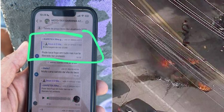 Mensagem foi flagrada por policiais civis durante atuação na Cidade de Deus — Foto: Fotos de Reprodução