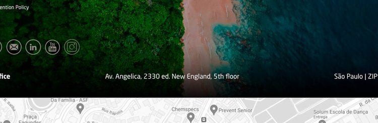 Imagem do site da Ambipar em 7 de setembro, sem "escritório central" do Rio — Foto: Internet Archive