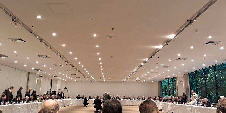 Reunião da nova diretoria da Federação da Indústria do Estado de São Paulo (Fiesp) — Foto: João Sorima Neto/O Globo