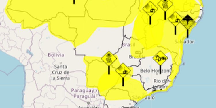 Alertas do Inmet para este sábado (27) — Foto: Reprodução / Inmet