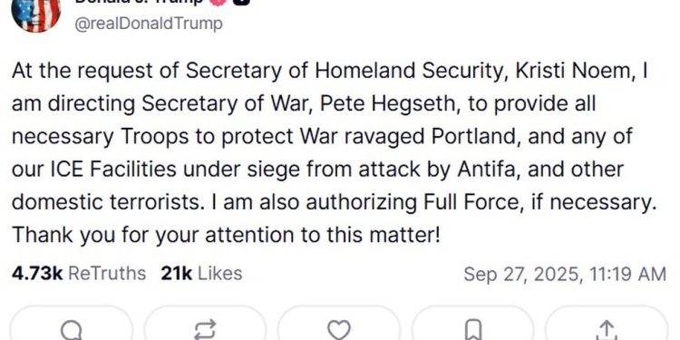 Trump ordena envio de tropas para Portland, no noroeste dos EUA — Foto: Reprodução