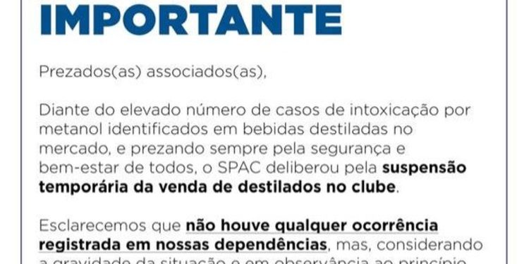 Comunicado do SPAC — Foto: Reprodução