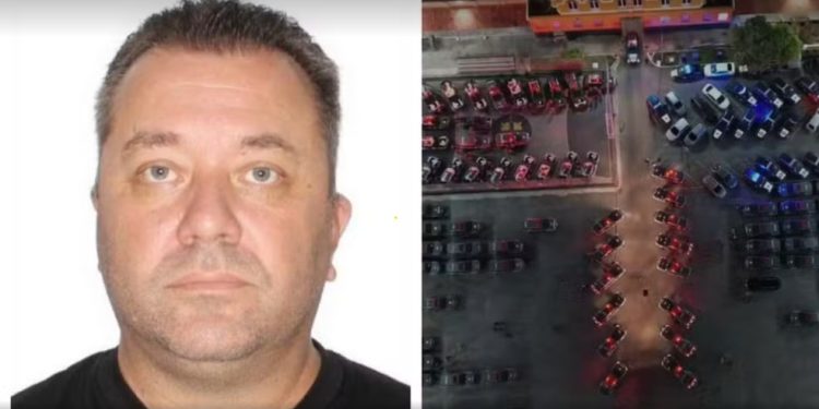 Flávio Silvério Siqueira e o efetivo policial da Operação Spare, em SP — Foto: Reprodução