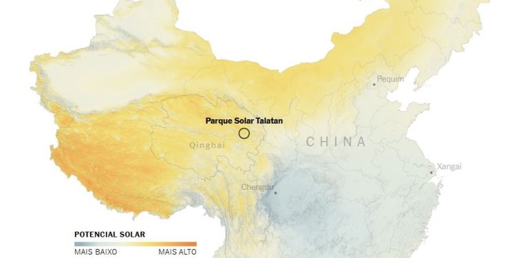 Projeto solar Talatan, em Qinghai — Foto: Atlas Solar Global