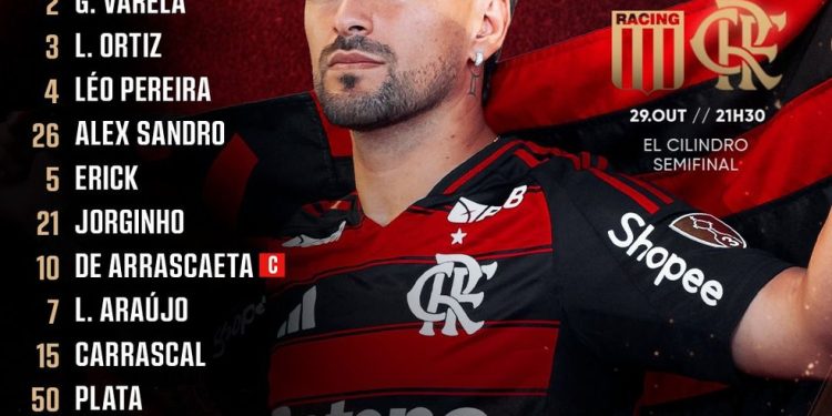 Escalação do Flamengo para enfrentar Racing — Foto: Divulgação