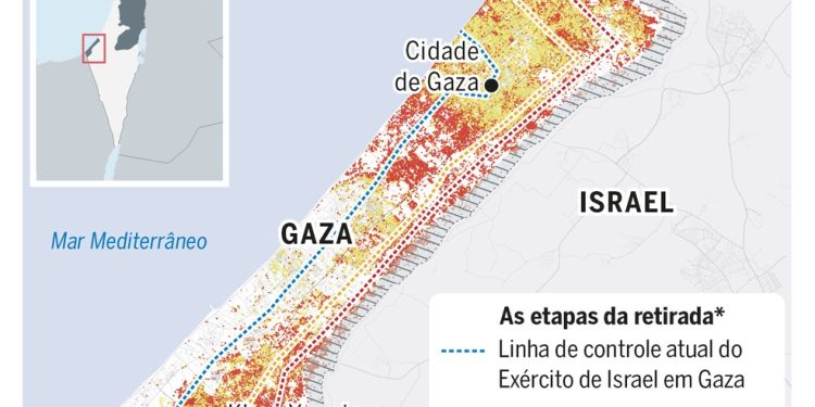 Em dois anos de guerra, 80% das construções em Gaza foram destruídas ou danificadas — Foto: Arte / O Globo