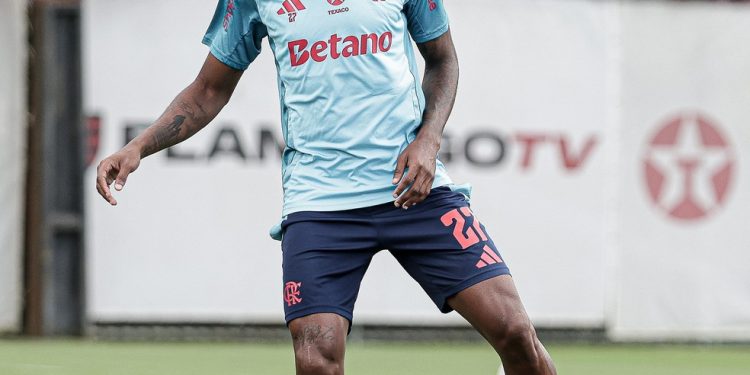 Bruno Henrique em treino do Flamengo — Foto: Gilvan de Souza/Flamengo