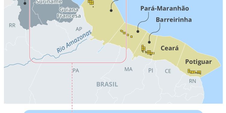 Infográfico margem equatorial com correção atualizado em 21 de outubro (VALE ESSE) — Foto: Arte O GLOBO