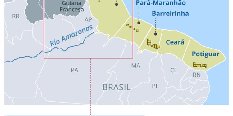 Infográfico atualizado da margem equatorial — Foto: Arte O GLOBO