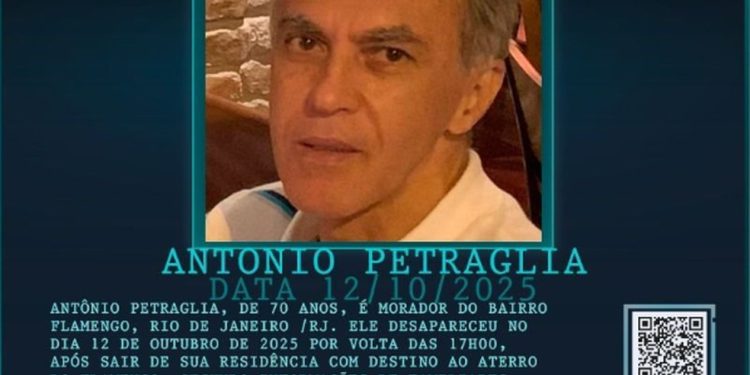 O cartaz que pede informações sobre o professor aposentado que sumiu depois de sair para caminhar — Foto: Instagram/Reprodução