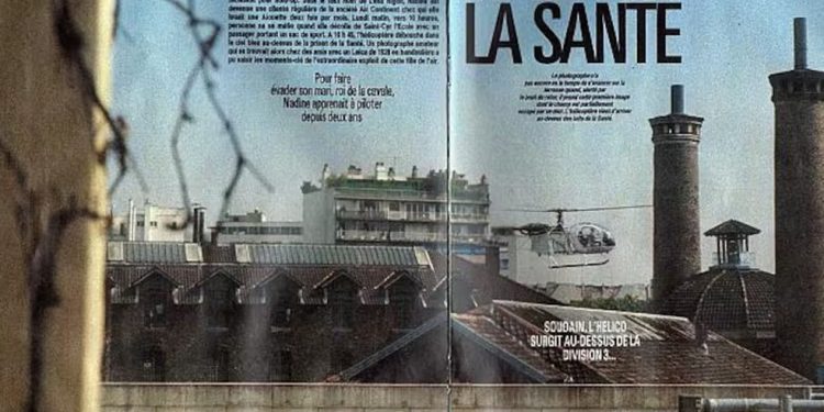 No meio da manhã de 26 de maio de 1986, helicóptero sobrevoou telhado do presídio La Santé, ignorando os alertas de rádio — Foto: Reprodução