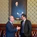A conversa privada entre Mauro Vieira e Marco Rubio ocorreu sob o olhar atento de Abraham Lincoln — Foto: Itamaraty