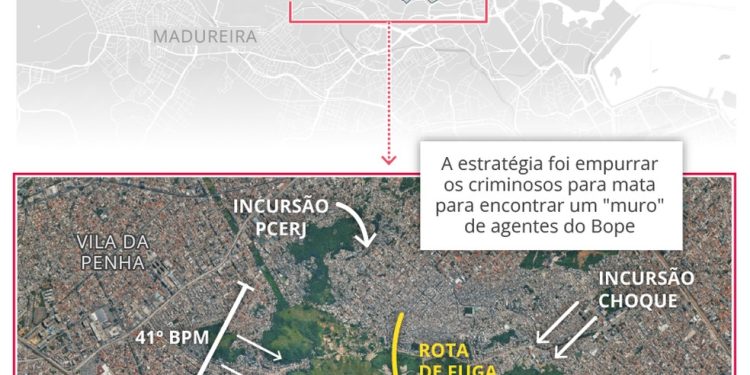 A estratégia da polícia durante a operação — Foto: Editoria de Arte