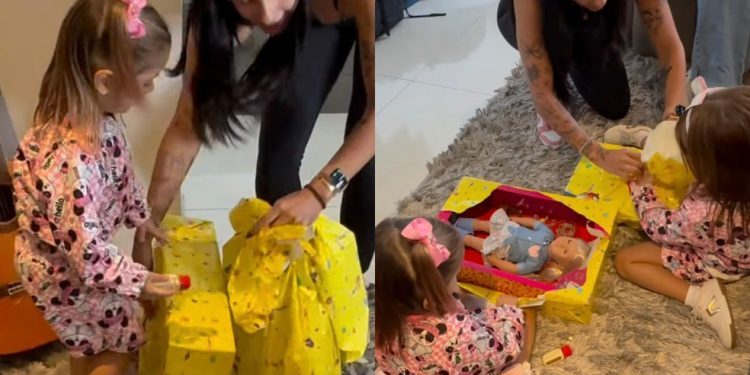 Encontro com filhos de Zé Felipe tem presente de R$ 800 e momento fofo com Ana Castela — Foto: Reprodução Instagram