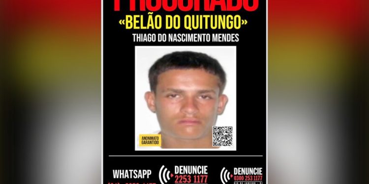 Thiago do Nascimento Mendes, o Belão, teria fugido após tiroteio com policiais — Foto: Divulgação