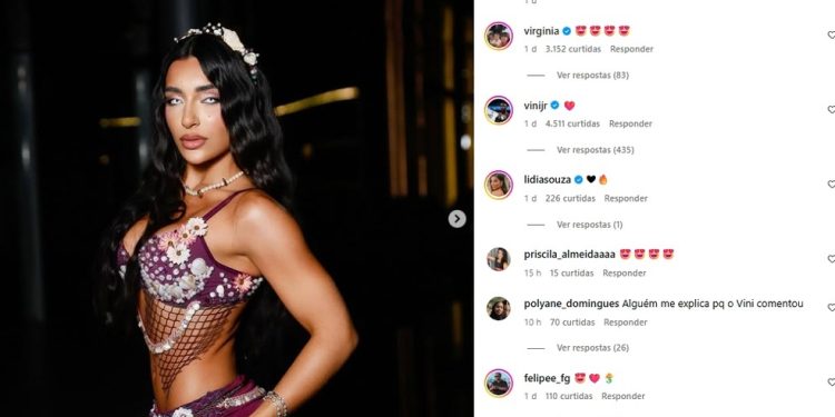 Comentário de Vini Jr. em foto de Duda Freire divide opiniões nas redes sociais — Foto: Reprodução Instagram