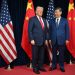 O presidente dos EUA, Donald Trump, e o líder chinês, Xi Jinping — Foto: Andrew Caballero-Reynolds / AFP