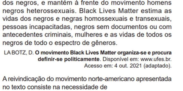 Questão de estudo para o Enem — Foto: Reprodução