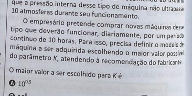 Questão de Matemática do Enem 2025 — Foto: Reprodução