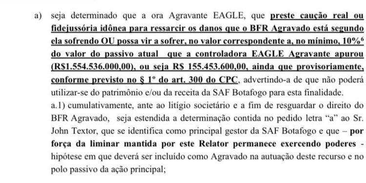 Processo do Botafogo contra a Eagle — Foto: Reprodução