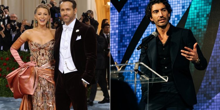 Blake Lively, Ryan Reynolds e Justin Baldoni — Foto: Mike Coppola/Getty Images via AFP e Jeenah Moon/The New York Times