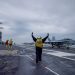 Porta-aviões USS Gerald R. Ford, da Marinha dos EUA, o maior do mundo, no Caribe para apoiar operações de combate ao narcotráfico — Foto: Hakon Mosvold Larsen/AFP