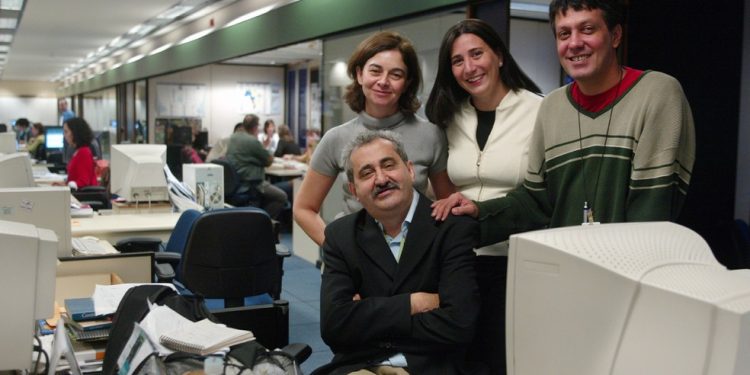 Ancelmo, junto com outros ex-integrantes da coluna: Márcia Vieira, Ana Cláudia Guimarães e Marceu Vieira — Foto: Marcelo Carnaval